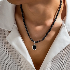 Wholesale men's tiger stone beaded necklace clavicle chain