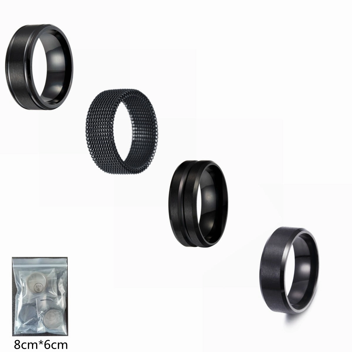 Wholesale Men's Titanium Steel Black Ring