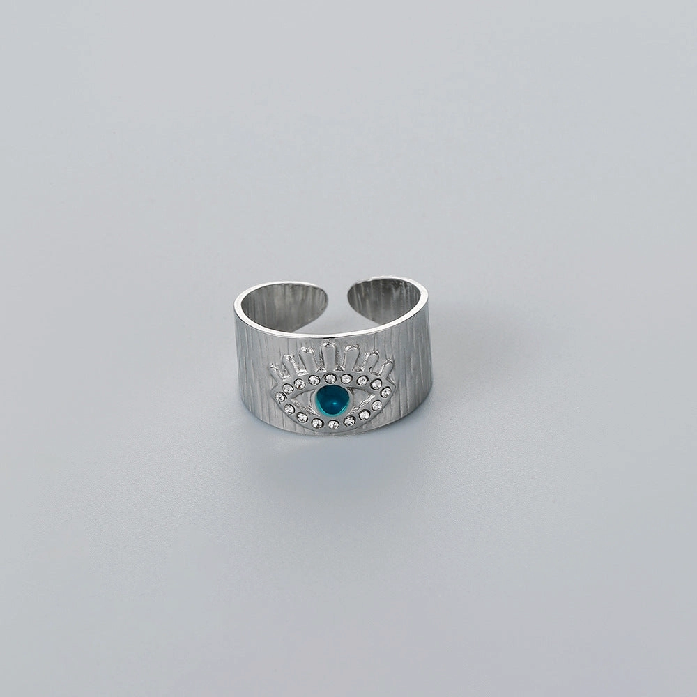 Wholesale Men's Titanium Steel Blue Eyes Rings