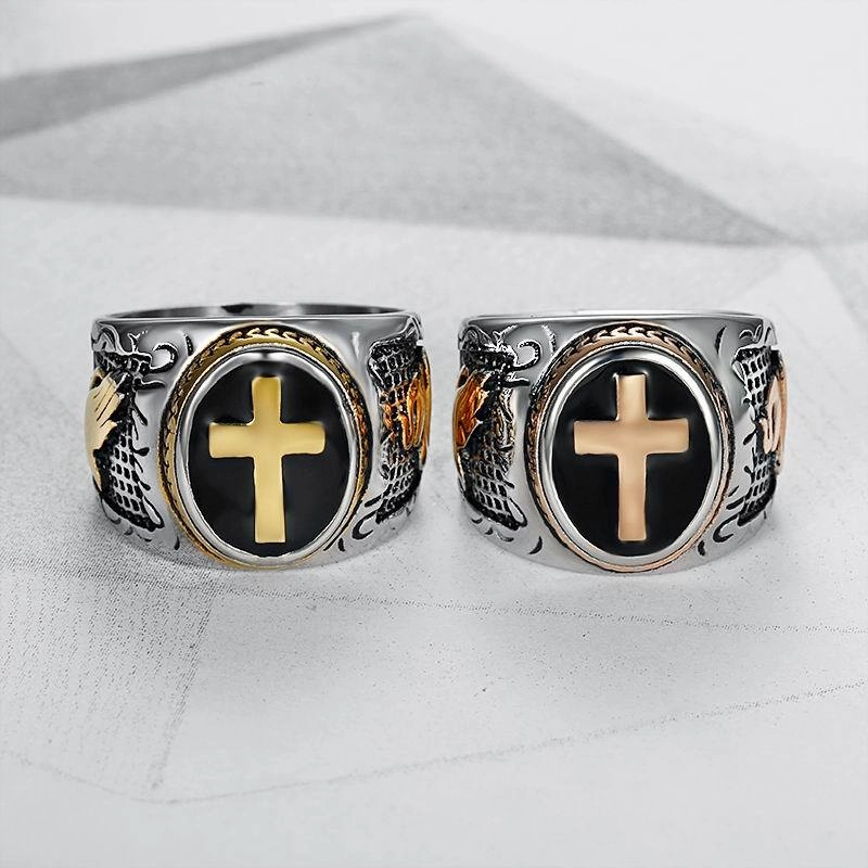 Wholesale Men's Titanium Steel Cross Rings