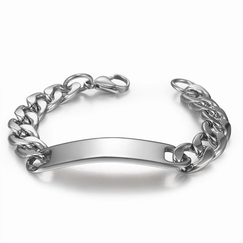 Wholesale Men's Titanium Steel Stainless Steel Curved Brand Bracelet Hip Hop Cuban Retro