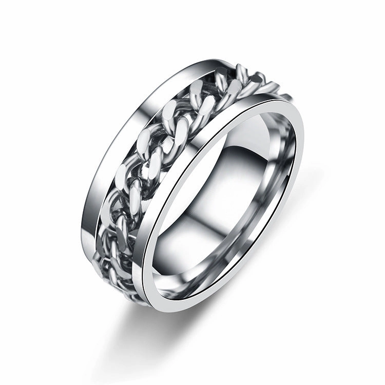 Wholesale Men's Titanium Steel Turnable Rings