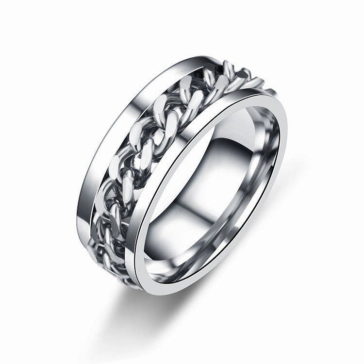 Wholesale Men's Titanium Steel Turnable Rings