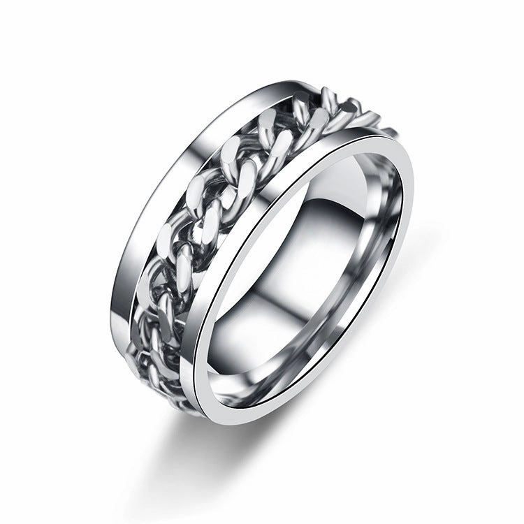 Wholesale Men's Titanium Steel Turnable Rings
