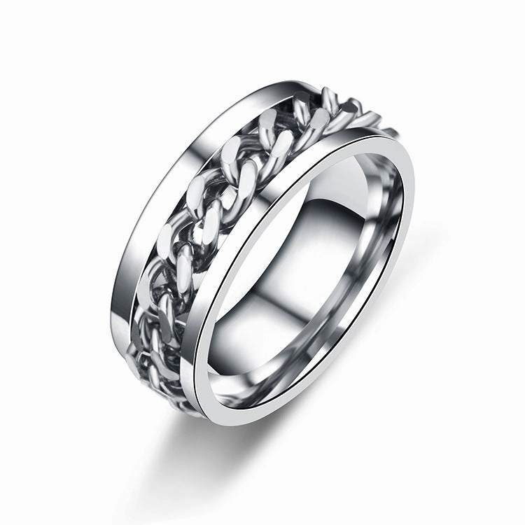 Wholesale Men's Titanium Steel Turnable Rings