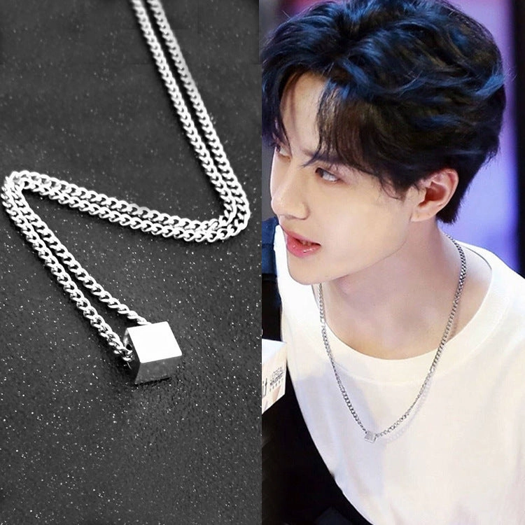Wholesale Men's Trendy Hip-hop Style Simple All-match Sweatshirt Collarbone Chain Design Sense