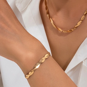 Wholesale Men's Woven Snake Bone Bracelet Necklace