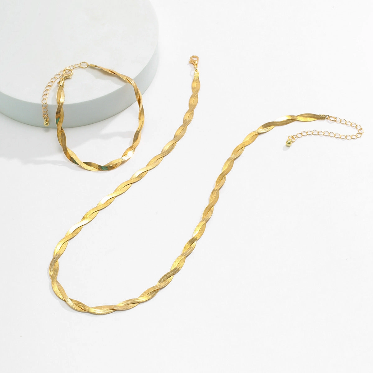 Wholesale Men's Woven Snake Bone Bracelet Necklace