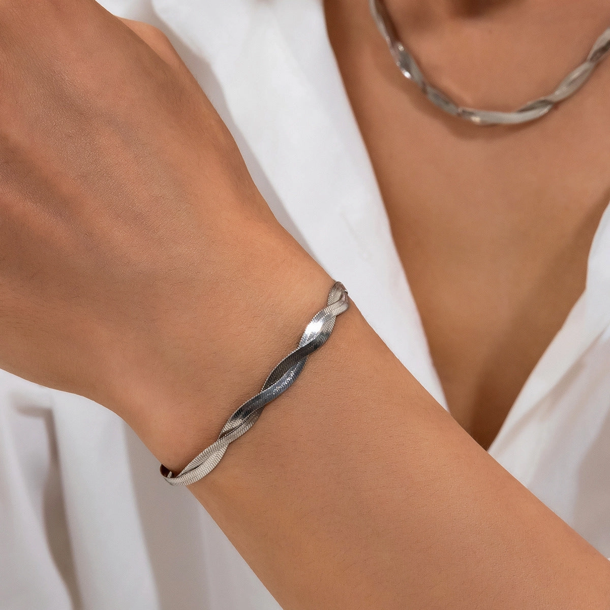 Wholesale Men's Woven Snake Bone Bracelet Necklace