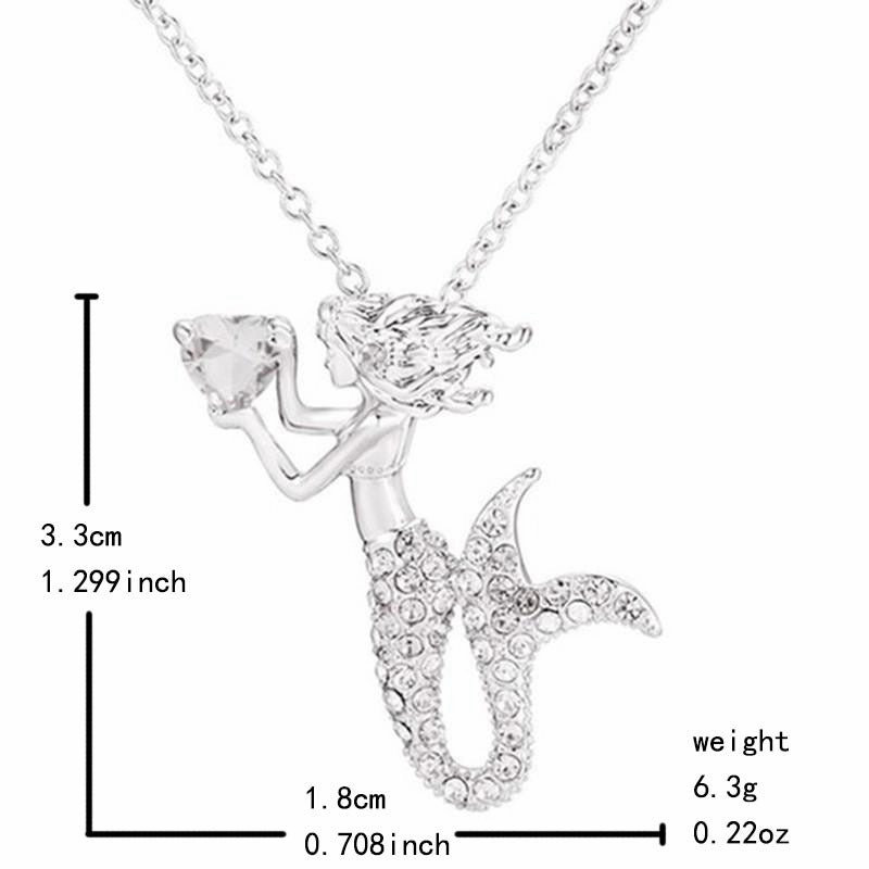 Wholesale mermaid tail neck chain net red with diamond clavicle chain pendant