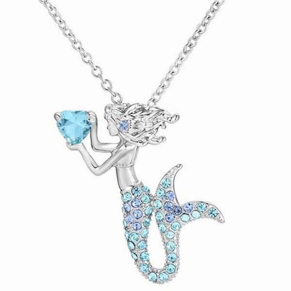 Wholesale mermaid tail neck chain net red with diamond clavicle chain pendant