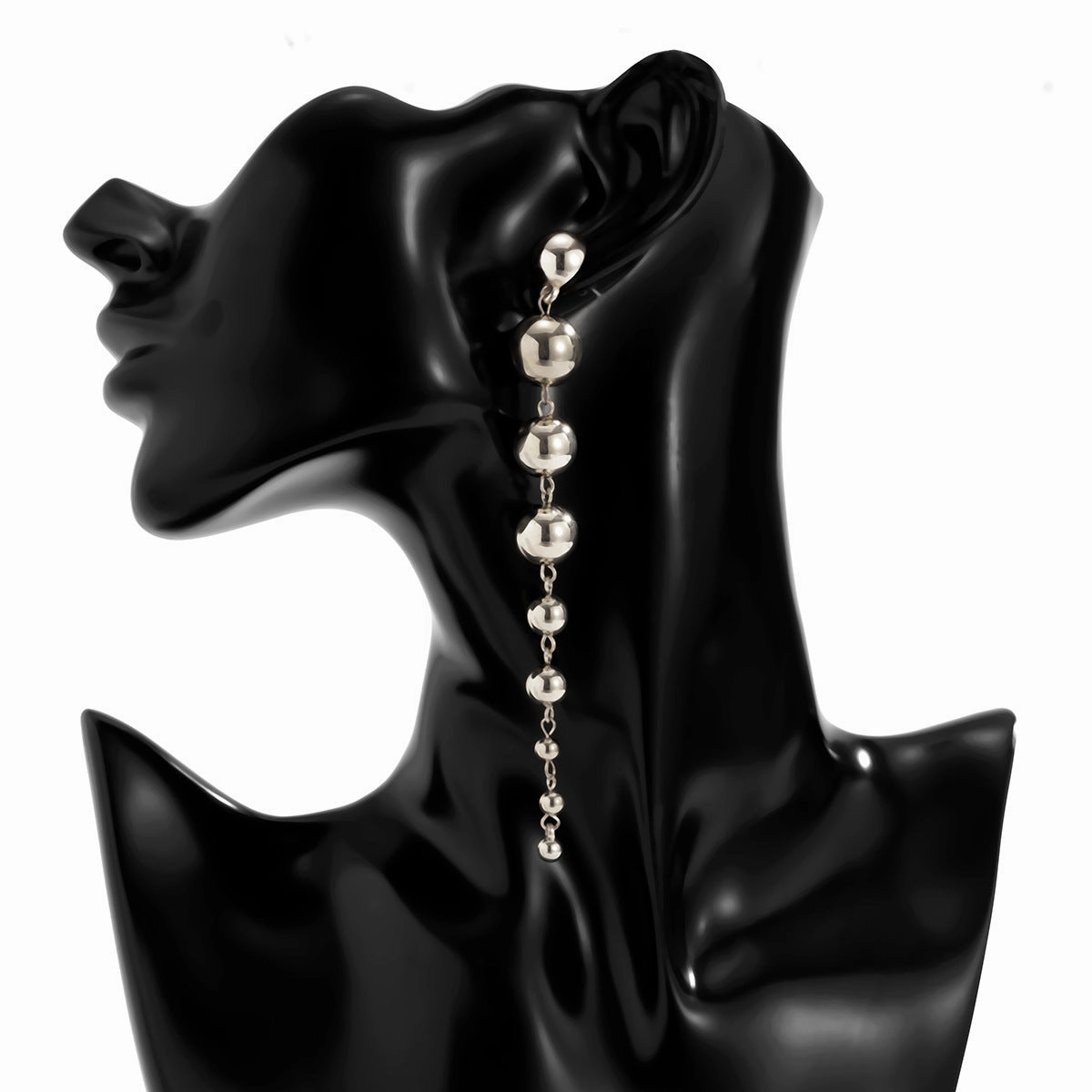 Wholesale Metal Beaded Statement Geometric Earrings