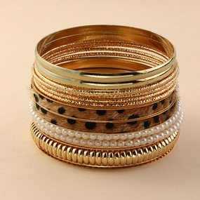 Wholesale Metal Bracelet Multi-layered Leopard Print Pearl Bracelet