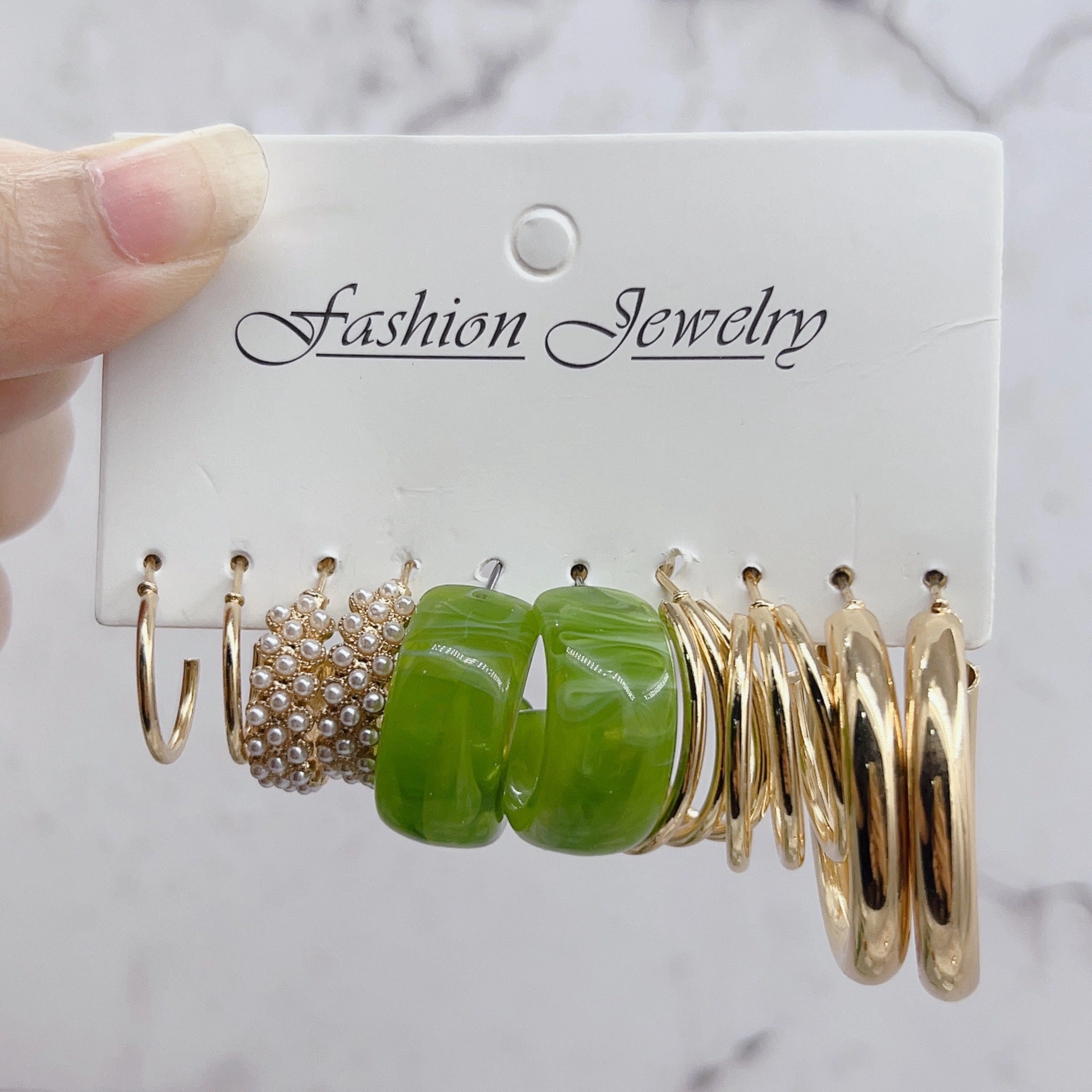 Wholesale Metal C Shape Acrylic Earrings Set