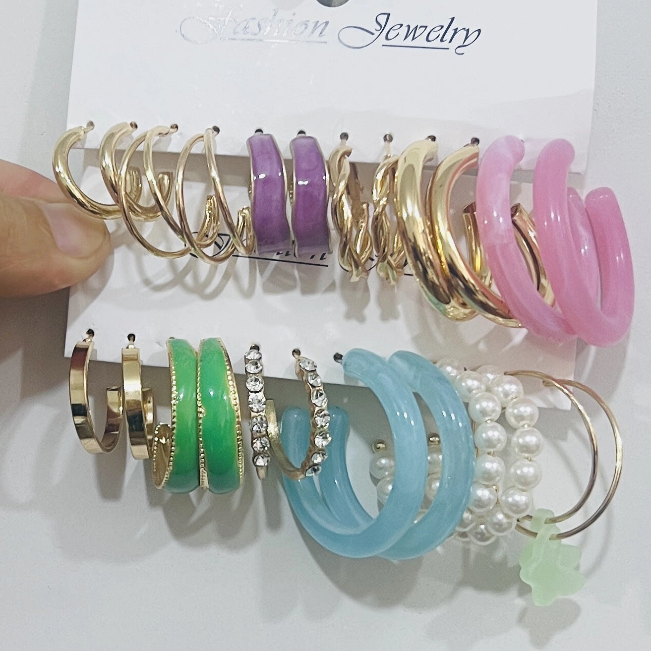 Wholesale Metal C Shape Acrylic Earrings Set