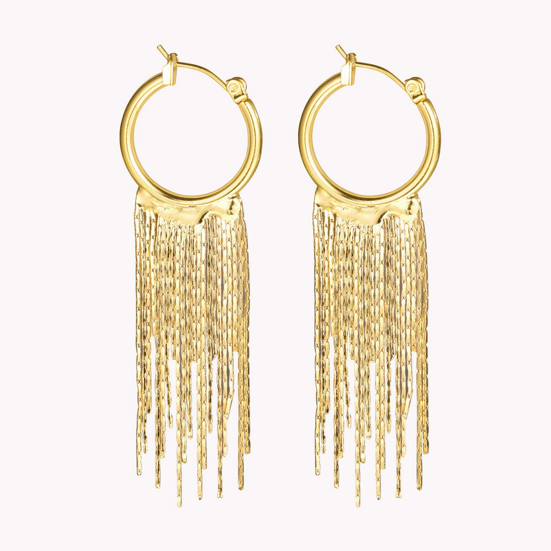Wholesale Metal exaggerated tassel earrings retro long earrings