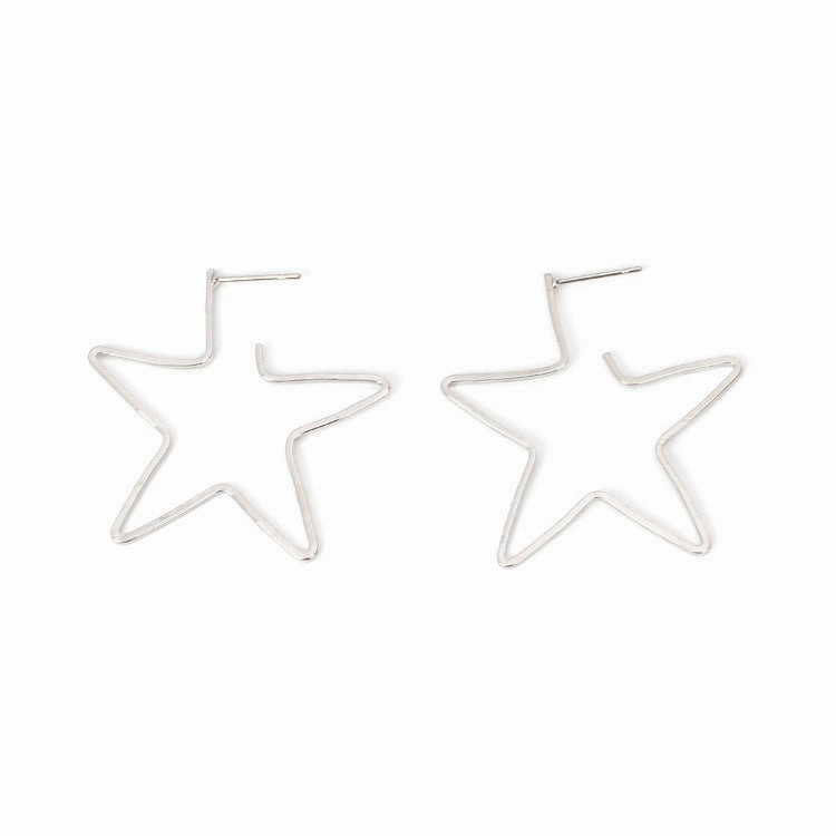 Wholesale Metal Hollow Five Pointed Star Earrings