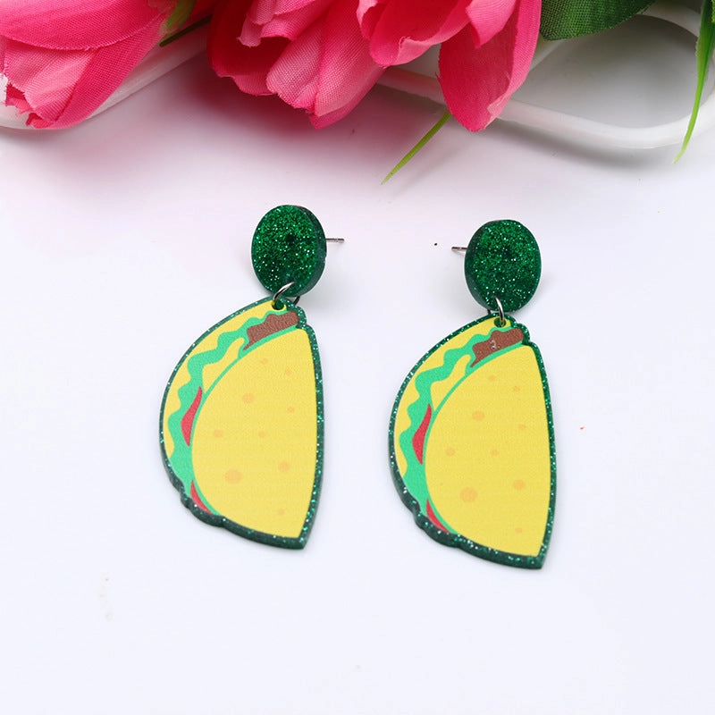 Wholesale Mexican Mariachia Aztec Carnival Hat Violin Color Print Geometric Acrylic Earrings