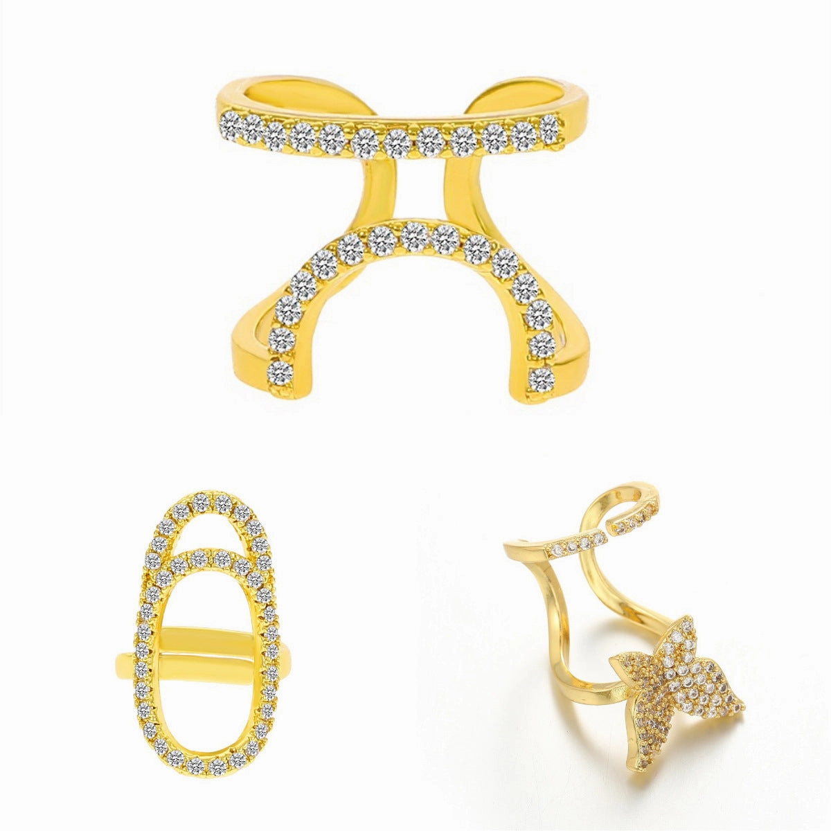 Wholesale Micro-inlaid Zircon Cover Ring Wearable False Nail Patch Ring Detachable Fashion Accessory