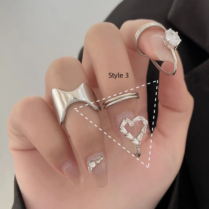 Wholesale Micro-inlaid Zircon Cover Ring Wearable False Nail Patch Ring Detachable Fashion Accessory