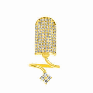Wholesale Micro-inlaid Zircon Cover Ring Wearable False Nail Patch Ring Detachable Fashion Accessory