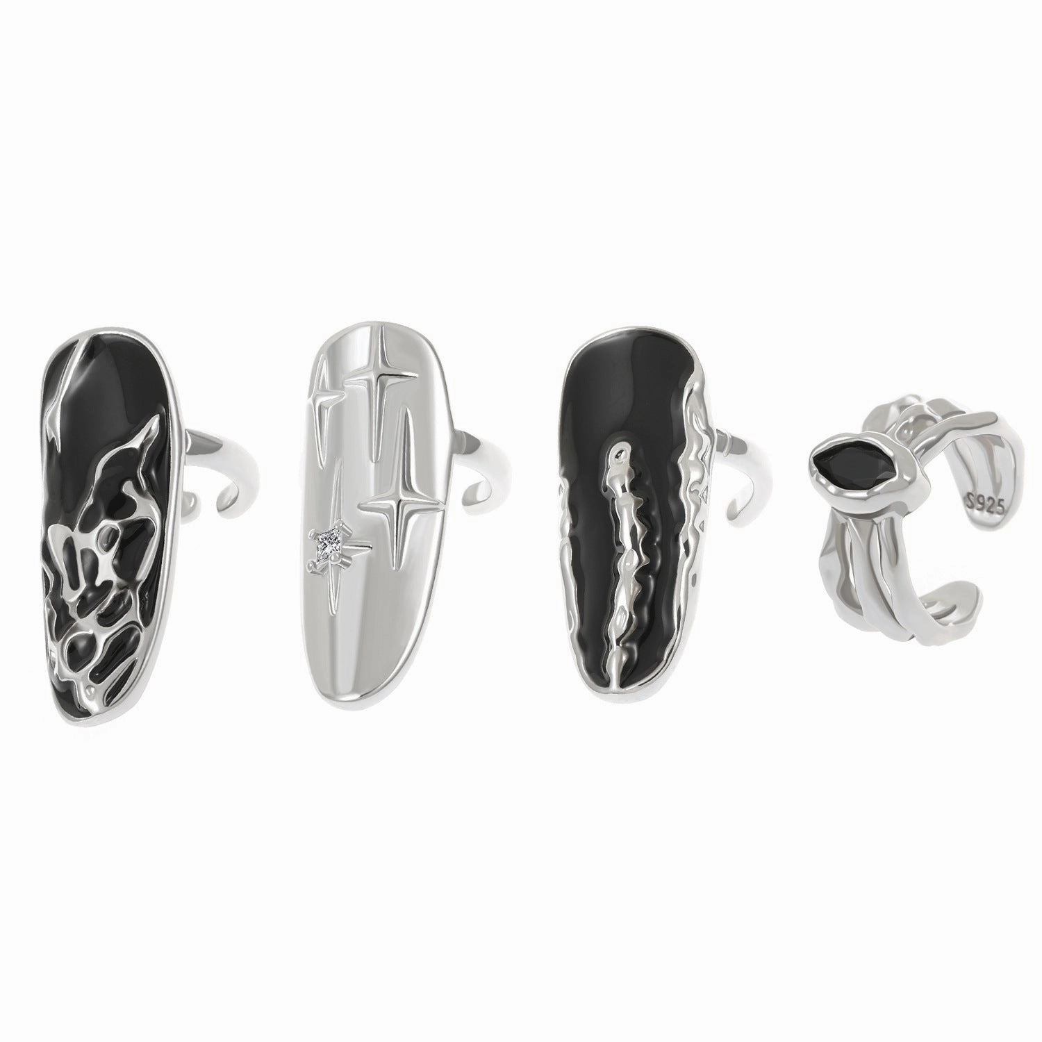 Wholesale Micro-inlaid Zircon Cover Ring Wearable False Nail Patch Ring Detachable Fashion Accessory