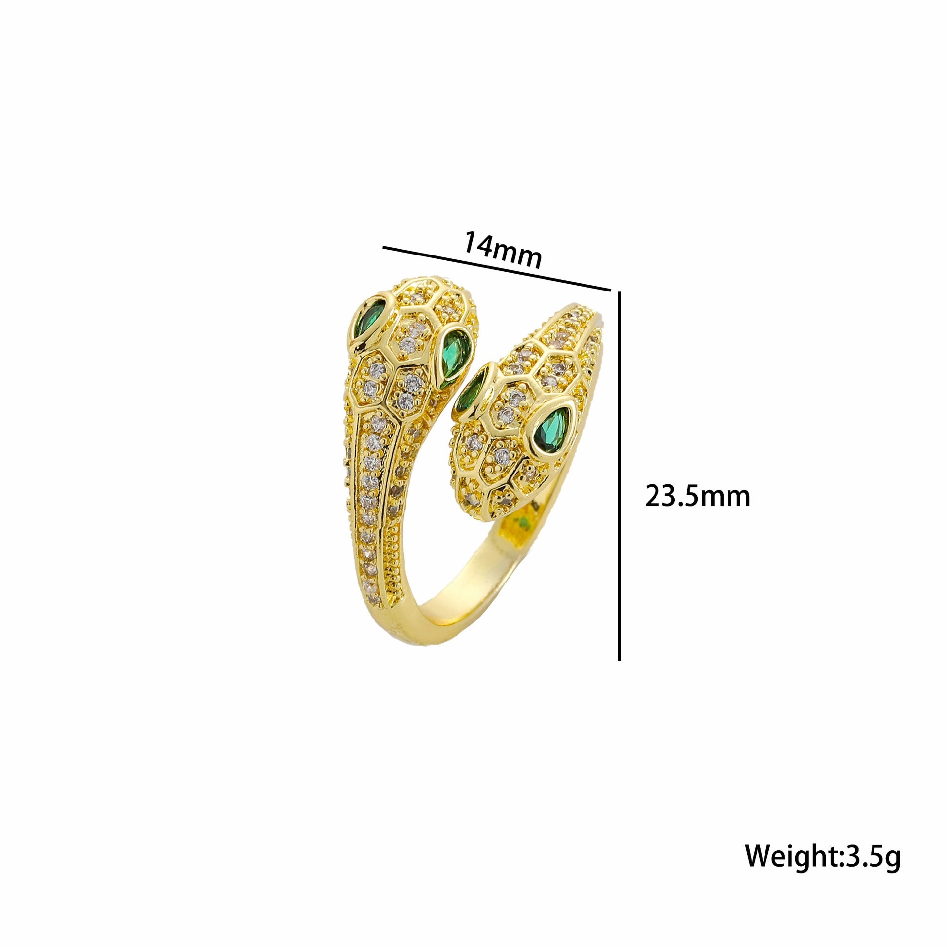 Wholesale Micro-inlaid Zircon Double-headed Snake Female Light Luxury Sense of Luxury Personality Index Finger Ring