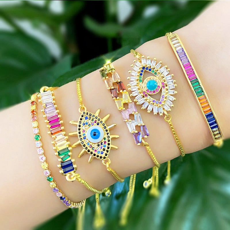 Wholesale Micro Paved Zircon Colored Crystal Bracelet OLY-BT-AS001