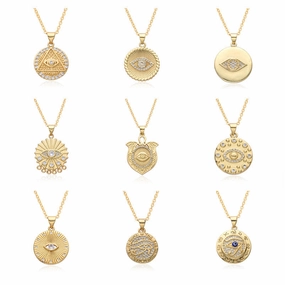 Wholesale Micro Set Devil Eye Small Shield Exotic Style Necklace