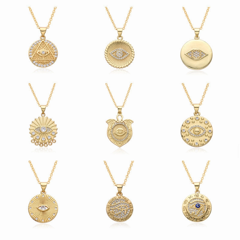 Wholesale Micro Set Devil Eye Small Shield Exotic Style Necklace