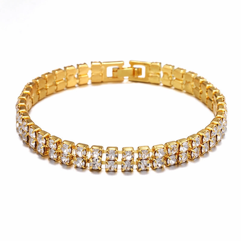 Wholesale Micro Studded Diamond Tennis Chain Double Row Bracelet