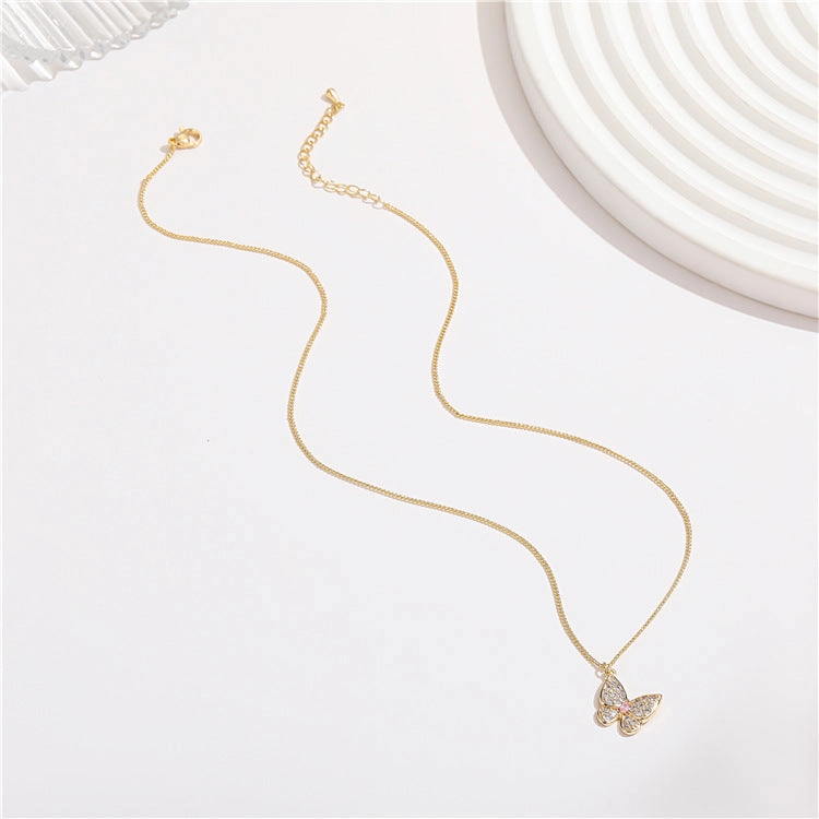 Wholesale Micropaved Zirconia Butterfly Necklace Collarbone Chain