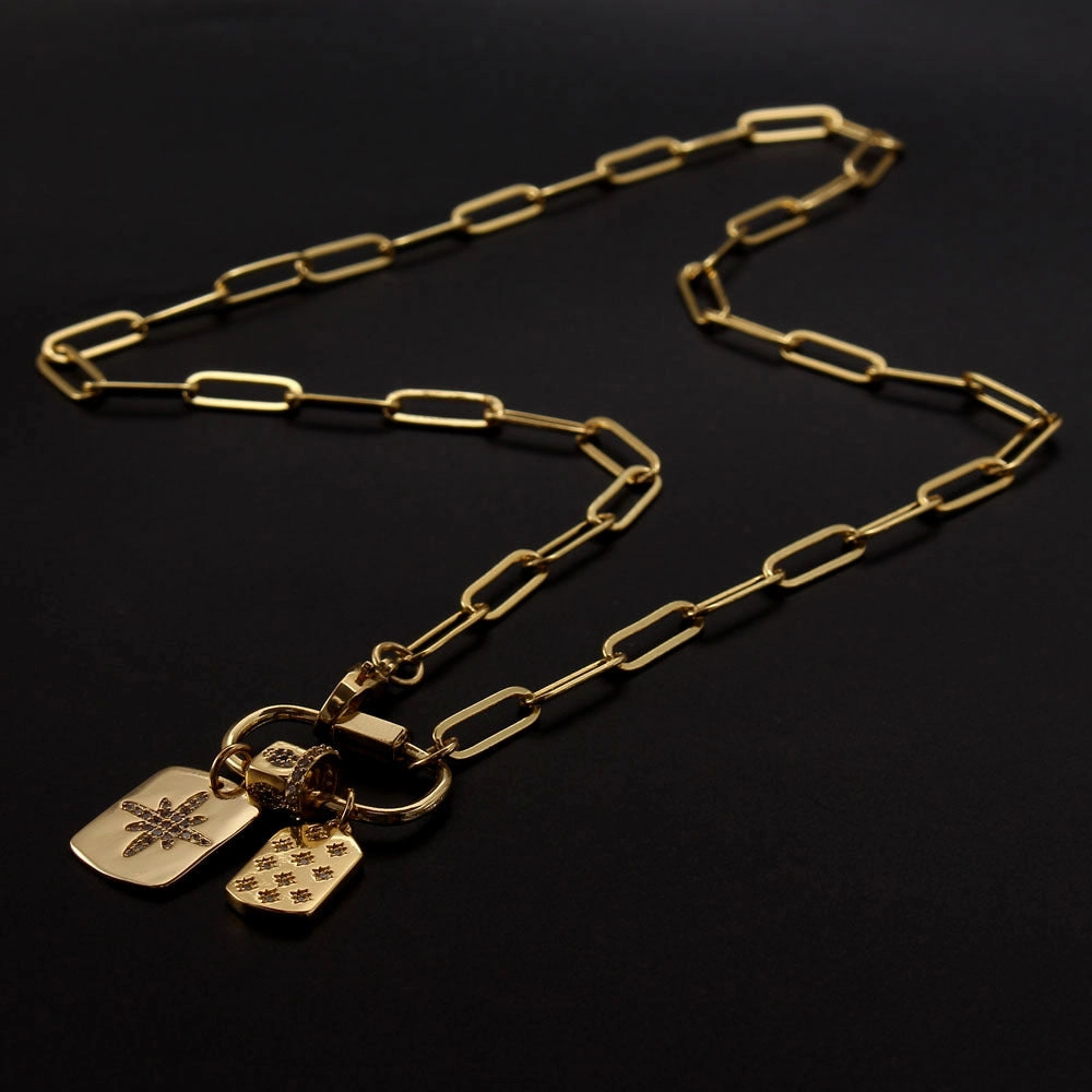Wholesale Micropaved Zirconia Love Rectangular Necklace