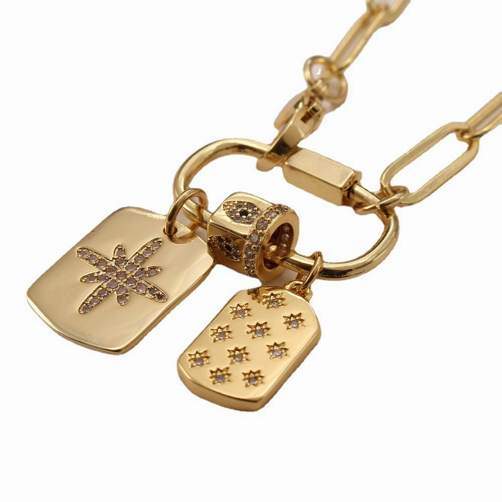 Wholesale Micropaved Zirconia Love Rectangular Necklace