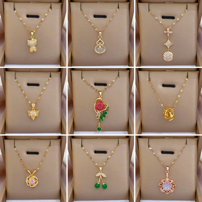 Wholesale Microsetting Clavicle Titanium Steel Necklaces