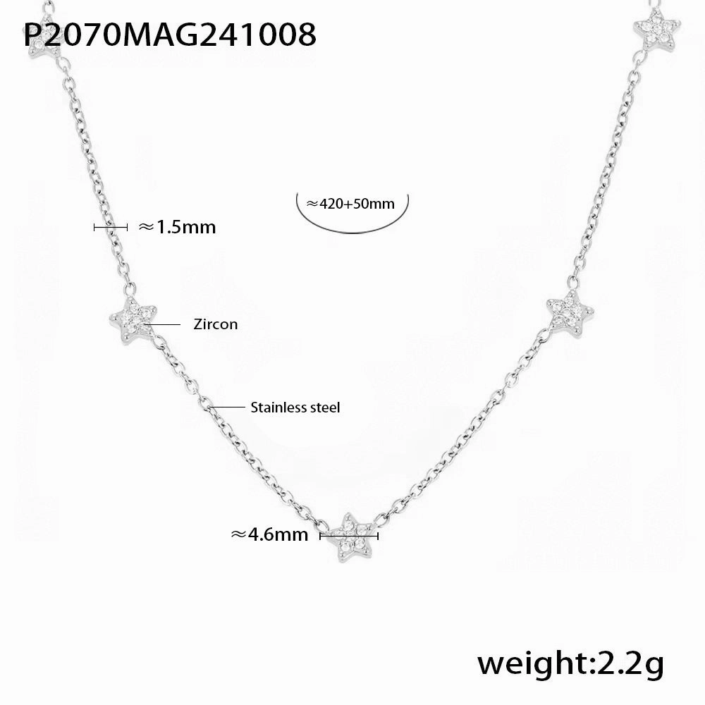 Wholesale Mili ins five-pointed star inlaid with zircon small diamond star clavicle necklace