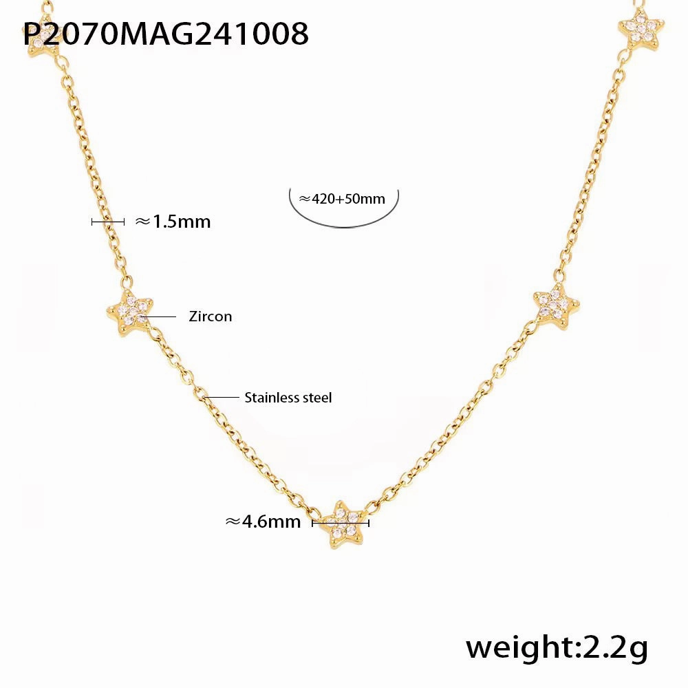 Wholesale Mili ins five-pointed star inlaid with zircon small diamond star clavicle necklace