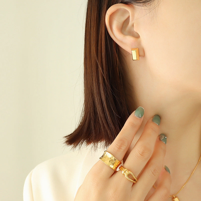 Wholesale Mini Gold Brick Snake Bone Chain Clip Beads Titanium Steel Necklaces