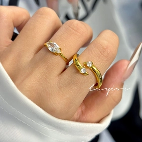 Wholesale Minimalist plain ring horse eye zircon ring