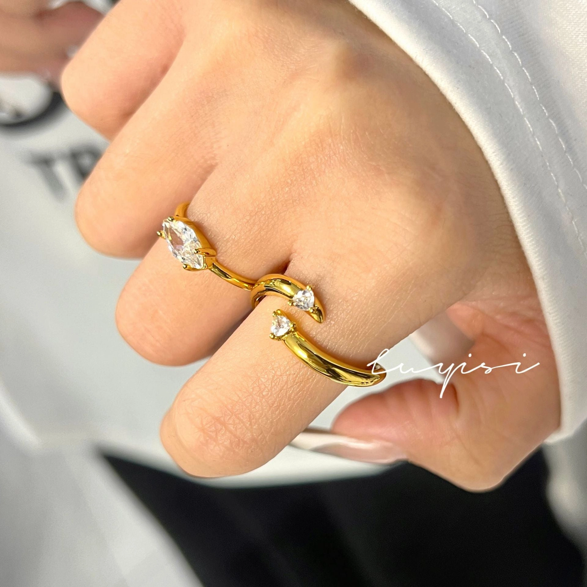 Wholesale Minimalist plain ring horse eye zircon ring