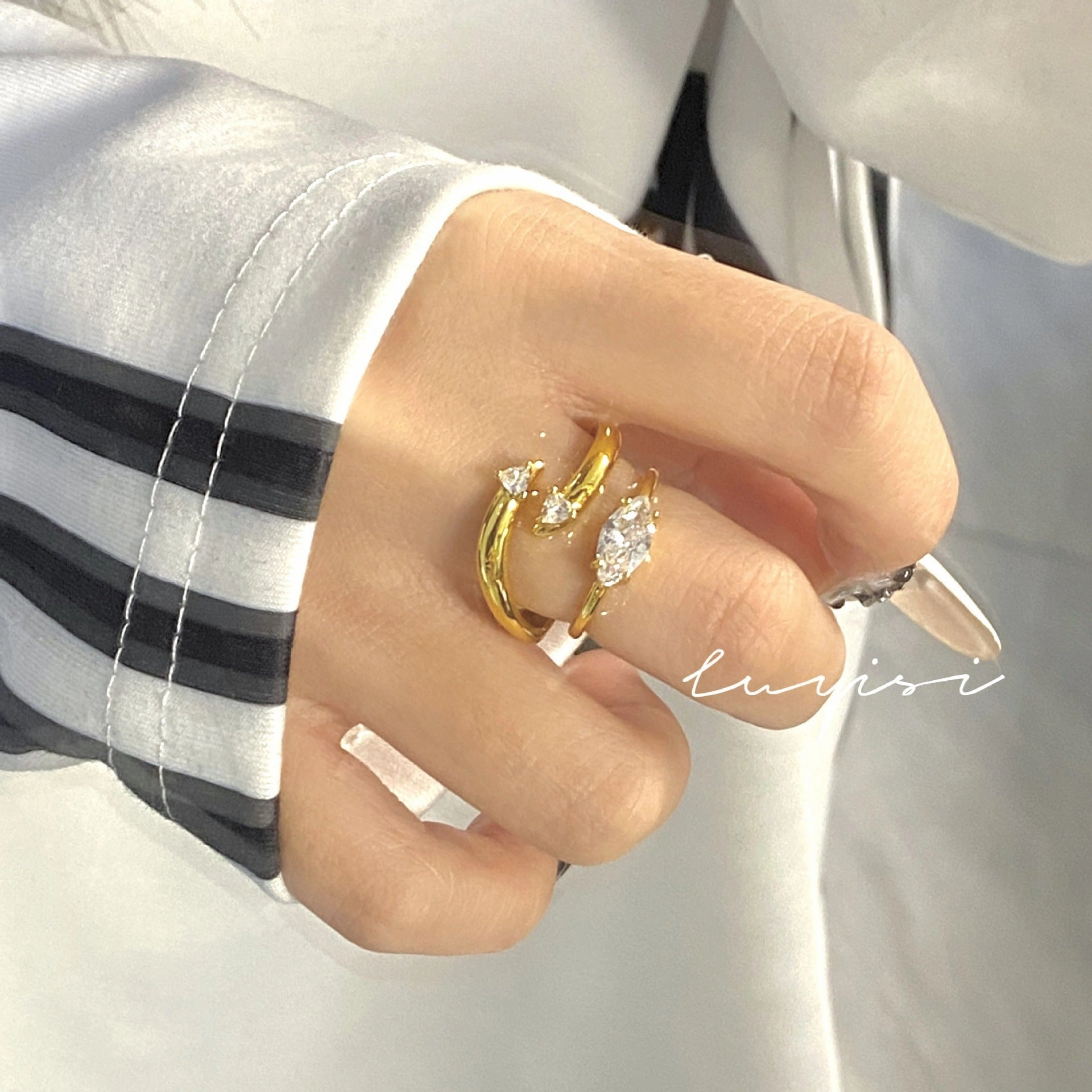 Wholesale Minimalist plain ring horse eye zircon ring