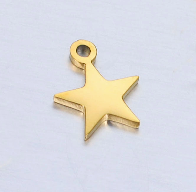 Wholesale Mirror Polished Stainless Steel Star Moon DIY Bracelet Necklace Pendant
