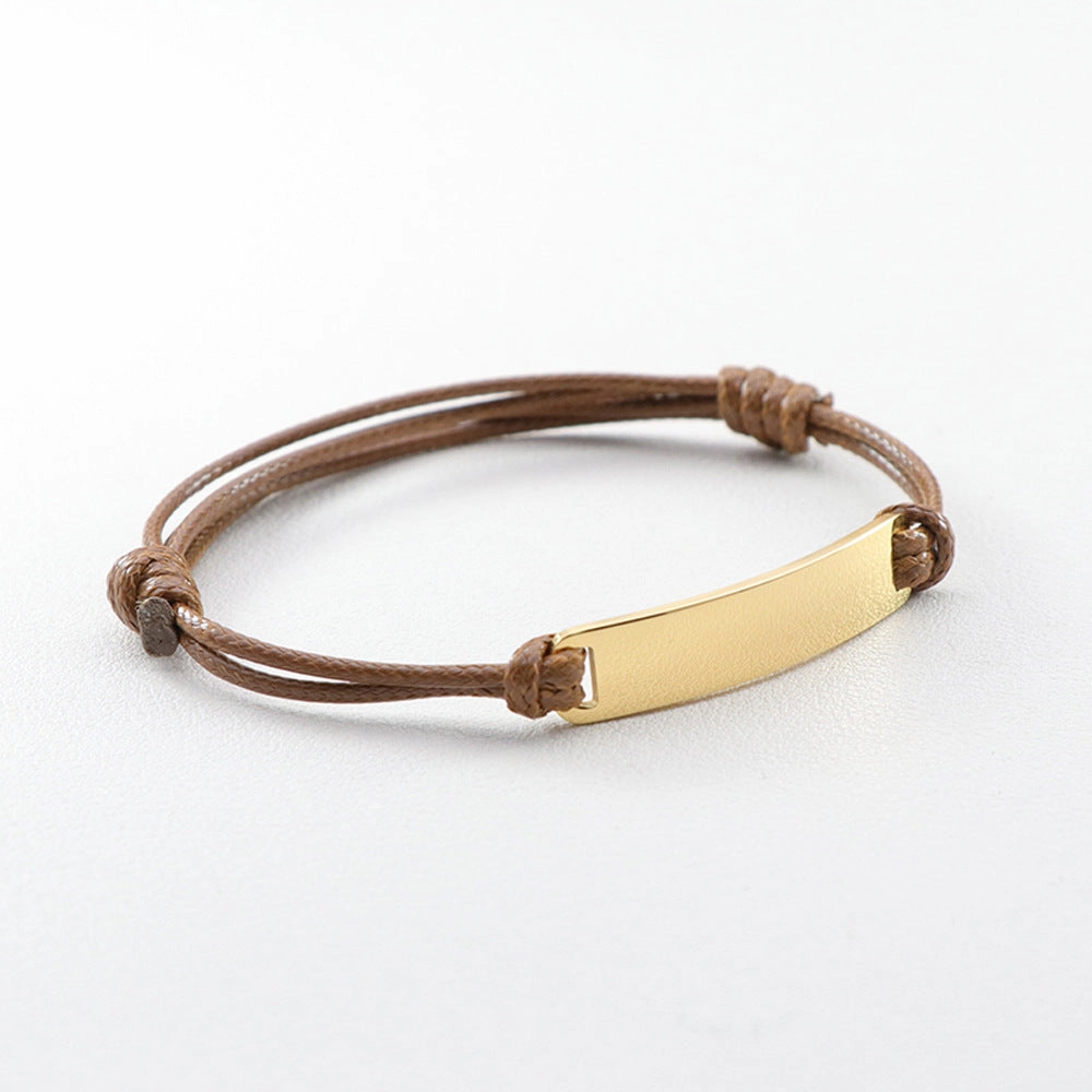 Wholesale Mirror Polished Titanium Steel Braided Stainless Steel Wax Rope Adjustable Bracelet