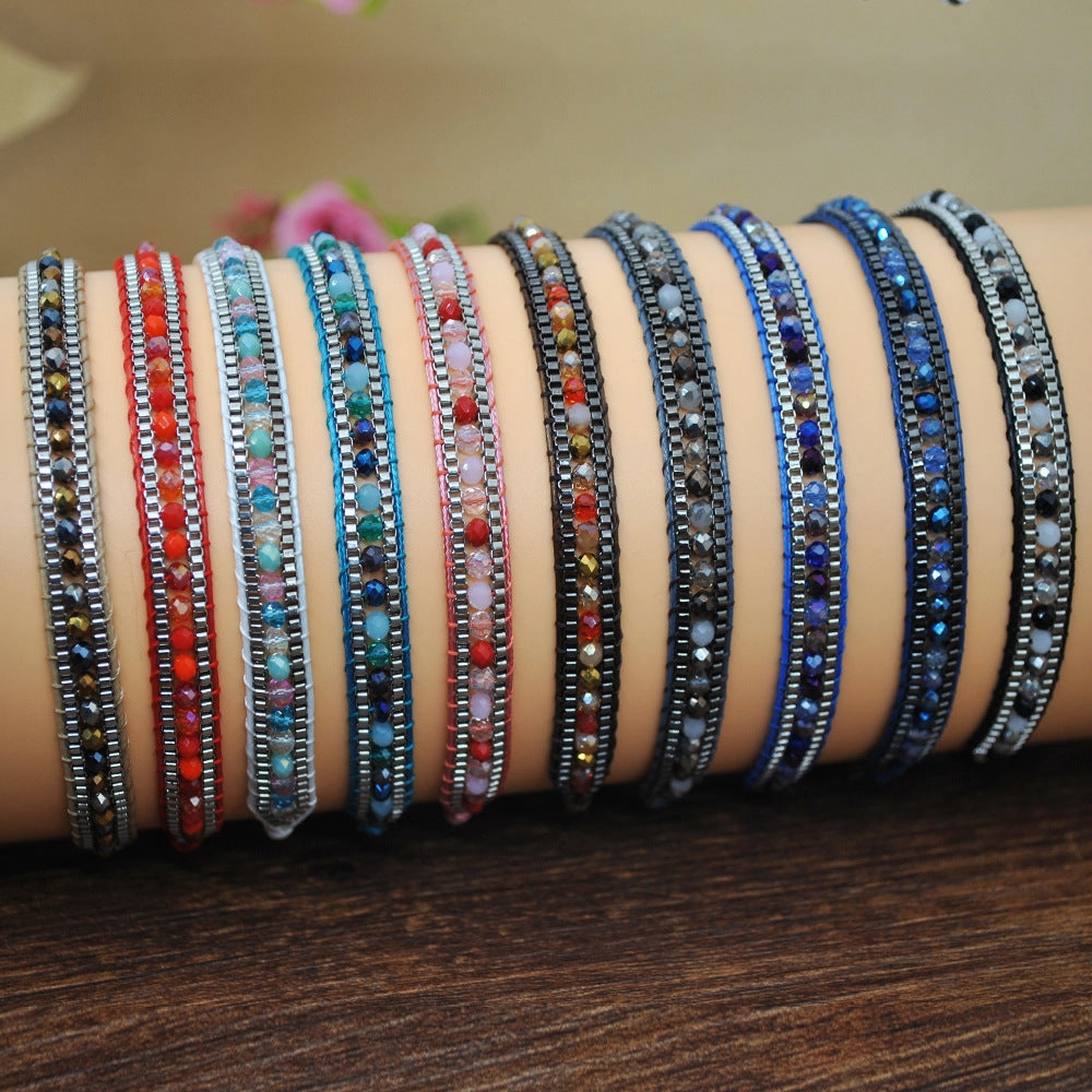Wholesale Mixed Color Crystal Beads Multi-layer Retro Ethnic Style Bracelet