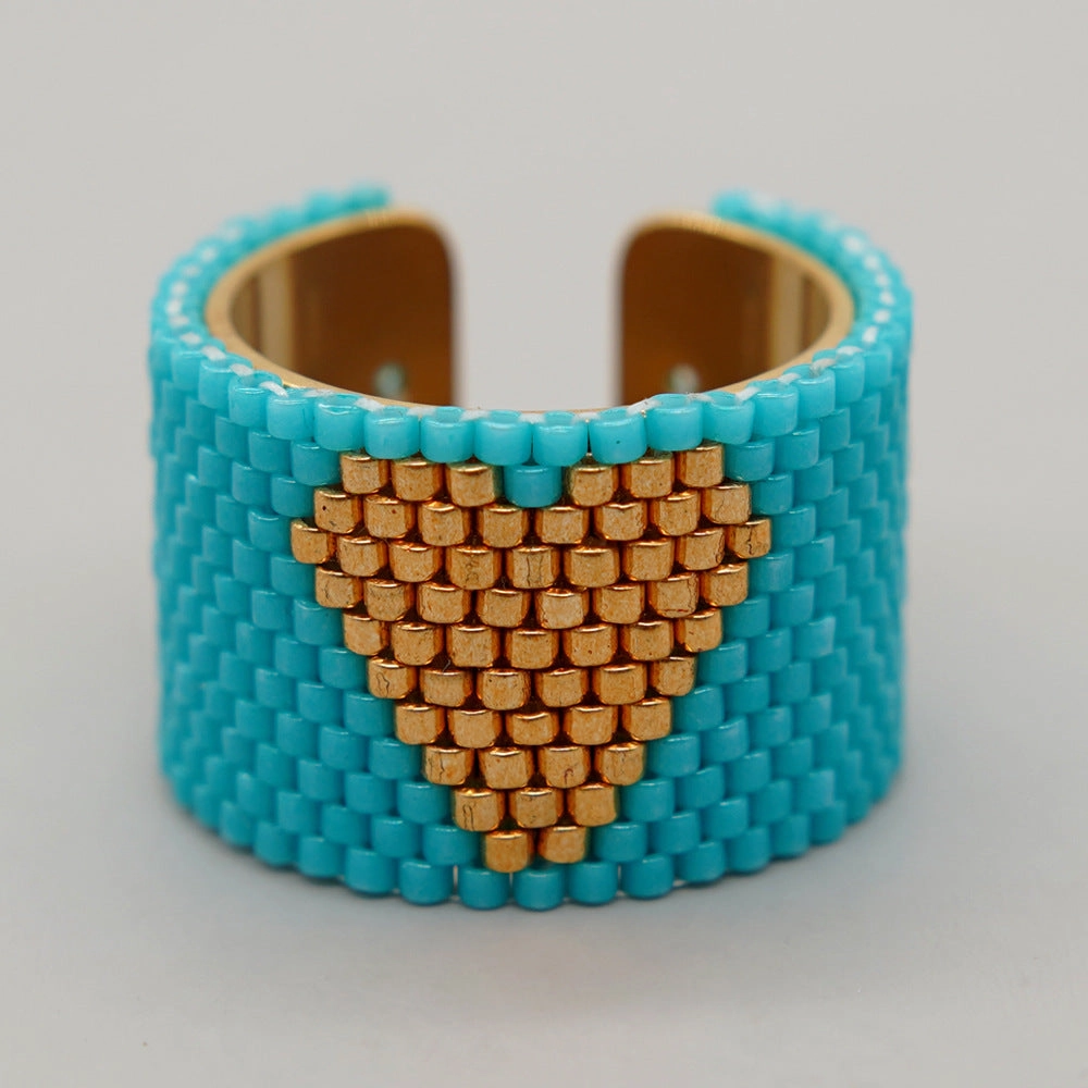 Wholesale Miyuki Rice Beads Hand Woven Stainless Steel Ring