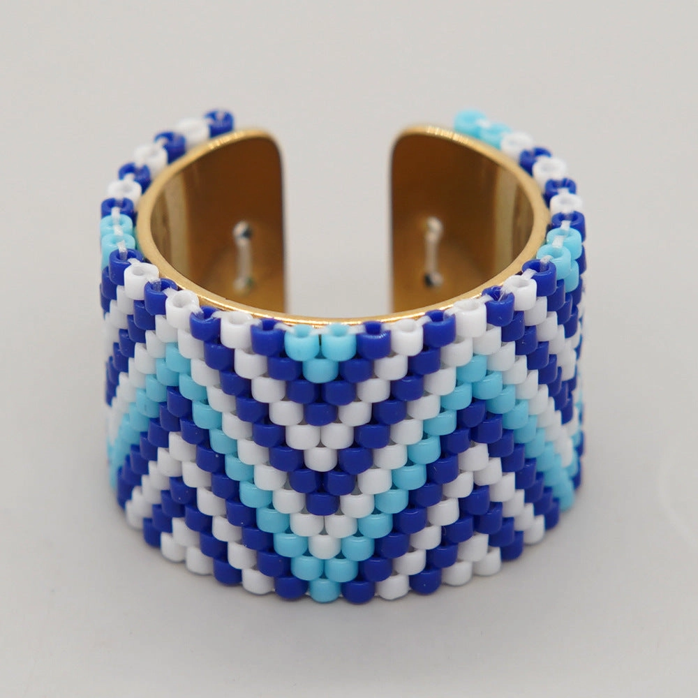 Wholesale Miyuki Rice Beads Hand Woven Stainless Steel Ring