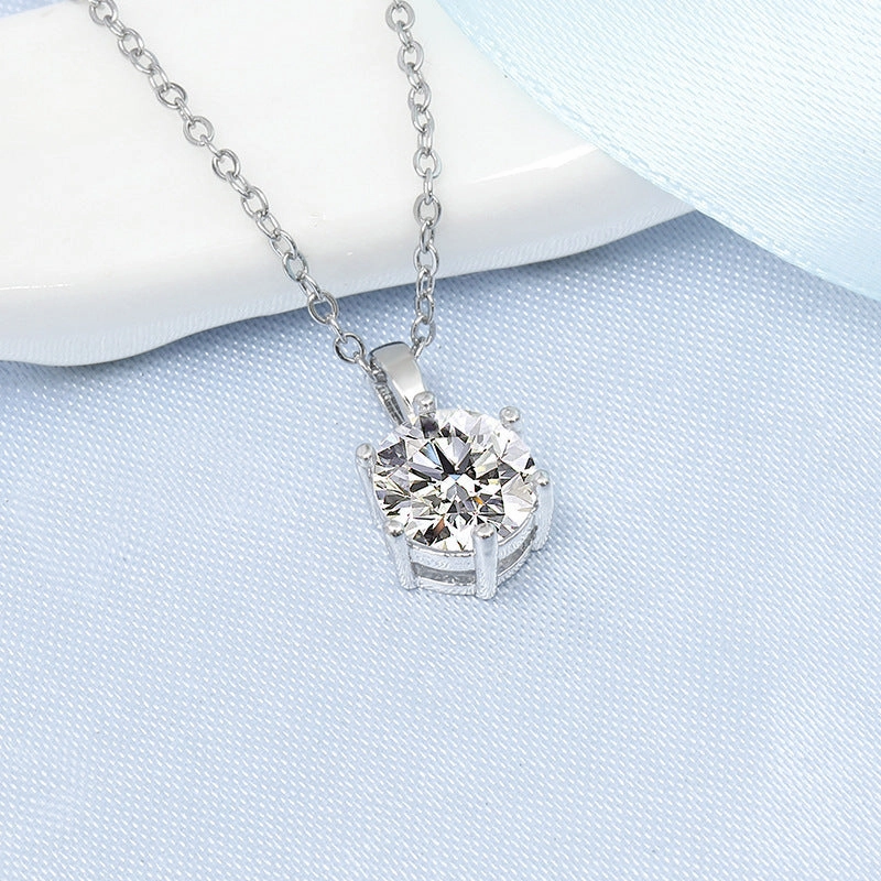 Wholesale Moissanite Necklace 18K Gold Six-claw Two-carat Necklace