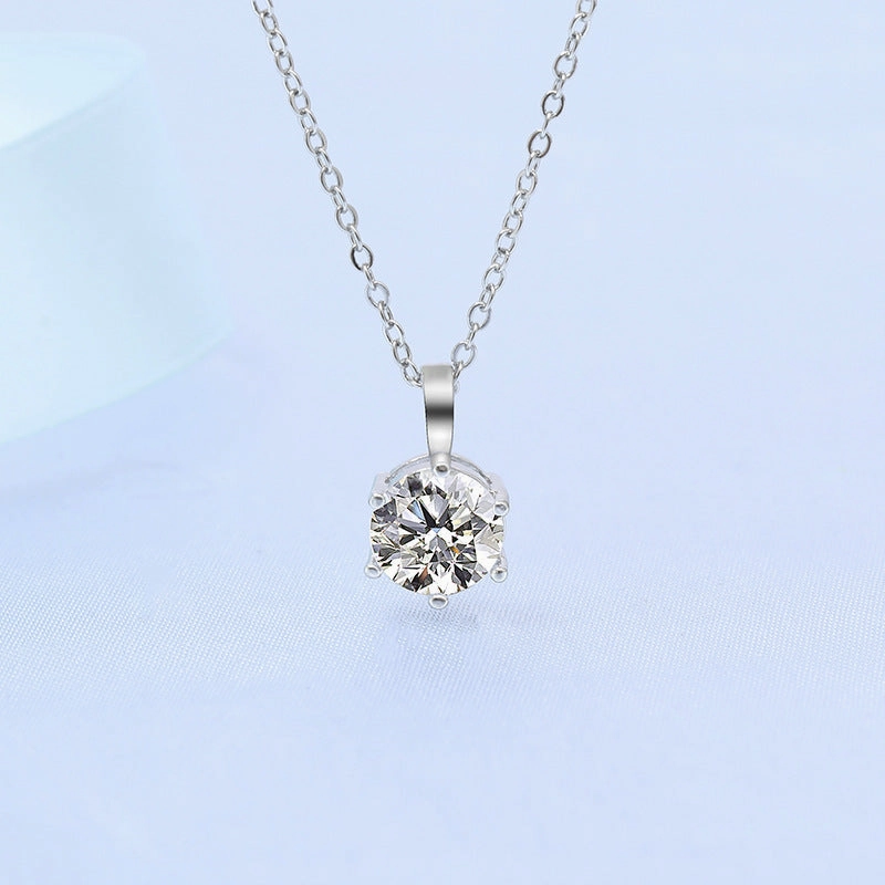 Wholesale Moissanite Necklace 18K Gold Six-claw Two-carat Necklace