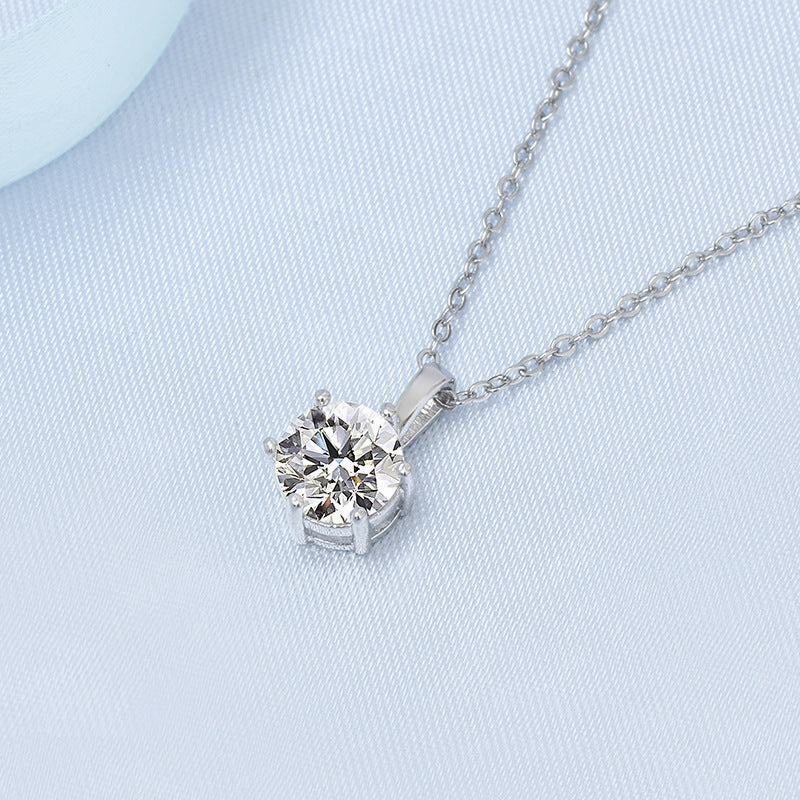 Wholesale Moissanite Necklace 18K Gold Six-claw Two-carat Necklace
