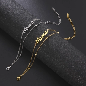 Wholesale Mom English letter stainless steel bracelet charm multi-layer bead chain